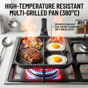 E-Top - Sartén para Asar de Aluminio Fundido a Presión con Logotipo Personalizado al por Mayor, OEM, 3 Secciones Divididas, Antiadherente, 3 en 1, para Desayuno - Product Image 5