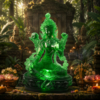 Sculpture de 23 cm en émail vert Tara écologique de qualité supérieure, gravée, translucide, émeraude, art bouddhiste, statue pour la décoration de la maison