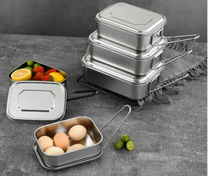 Lonchera de acero inoxidable SUS 304 de un compartimento, dos compartimentos, tres compartimentos, con asa plegable simple. - Product Image 4