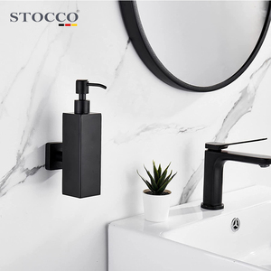 Distributeur de <span class=keywords><strong>savon</strong></span> mural minimaliste en acier inoxydable <span class=keywords><strong>noir</strong></span> STOCCO pour salle de bain moderne - Product Image 2