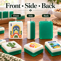 Ubin Mahjong Amerika Terinspirasi Esert, Cerah, Lucu, Motif Kaktus, Palem, Golf, Lengkungan, Finishing Mengkilap, Mudah Dibersihkan, Grosir, OEM, Custom