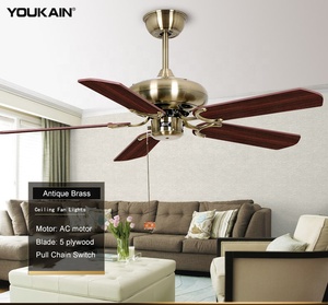Retro Oriant 42 ''5 pale in noce antico ottone elettrico <span class=keywords><strong>ventilatore</strong></span> di controllo da parete di lusso Vintage <span class=keywords><strong>ventilatore</strong></span> da soffitto <span class=keywords><strong>senza</strong></span> luce - Product Image 2