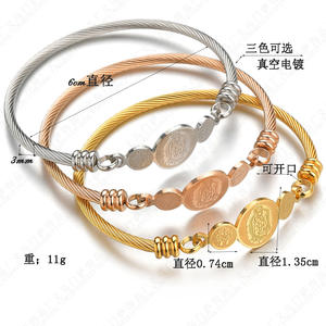 Cadeau d'anniversaire de noël AKISS mode hommes femmes 18K or câble <span class=keywords><strong>fil</strong></span> religieux en acier inoxydable Fine <span class=keywords><strong>Bracelet</strong></span> <span class=keywords><strong>Bracelet</strong></span> - Product Image 6