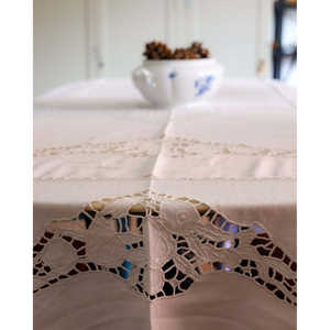 Mantel de Lino Francés Antiguo con Diseño de Calado, Ecológico, Rectangular, para Hoteles, Comedor, Navidad y Fiestas - Product Image 6