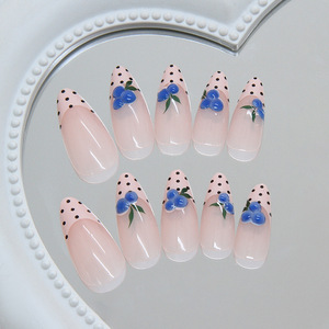 Nouvelle conception – Faux ongles 3D <span class=keywords><strong>Myrtille</strong></span> French Press en ABS, 24 pièces, couverture complète, pour usage sur les doigts - Product Image 3
