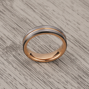 Großhandel 8mm zweifarbigen Wolfram Ring-Schwarz & Roségold Ehering für Paare | OEM verfügbar - Product Image 6