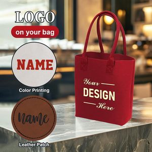 2025 sac fourre-tout en feutre robuste de 11.8x10x3.5 pouces avec poignées durables sacs d'épicerie pour le voyage - Product Image 5