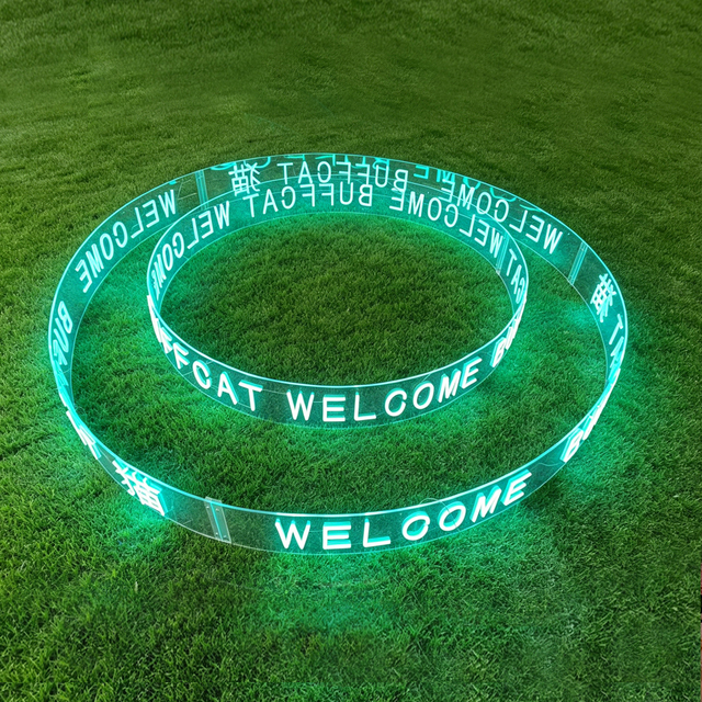 Modern Reception Ring Light Sign Custom Round Neon Sign Hanging Circular LED Neon Light for Reception Desk Store Office Interior
