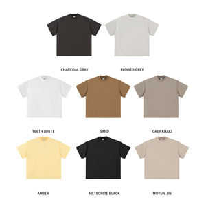 เสื้อยืดผ้าถักลายสีพื้นสำหรับผู้ชายเสื้อโอเวอร์ไซส์ทำจากผ้าฝ้าย100% 250กรัม - Product Image 4