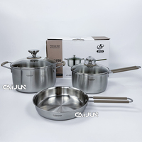 Ensemble de casseroles et poêles en acier inoxydable 3 pièces de haute qualité ustensiles de cuisine durables à trois couches