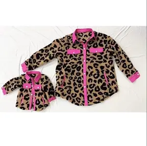 2022 nuovo Design colore rosa tasca leopardo maglioni donna Cardigan maglione mamma con bambini maglioni