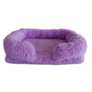 Нескользящий XL/XXL диван-кровать для собак дышащий прямоугольный ортопедический диван для домашних животных с однотонным хлопковым узором длинная плюшевая кровать для собак