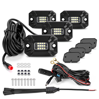 Kit de 4 luces LED para roca, de un solo color (rojo, azul, verde, amarillo), de aluminio, para el compartimento de las ruedas y la parte inferior de la carrocería, para camiones 4x4, todoterreno, ATV y SUV