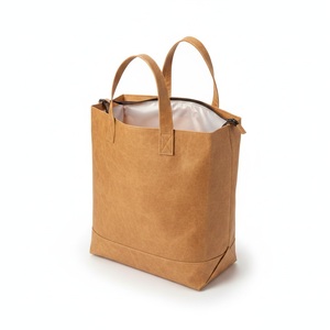 Sac de courses isotherme en papier kraft lavable, doublure TPU, aspect cuir, vegan, logo personnalisé, sac de supermarché - Product Image 2