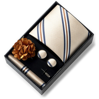 Coffrets de cravates classiques de luxe à motif cachemire floral pour hommes, 7,5 cm, en polyester durable, avec boutons de manchette et épingles à fleurs