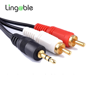 Pour l'ordinateur et l'utilisation mobile usine directe 1/8 adaptateur <span class=keywords><strong>Mini</strong></span> <span class=keywords><strong>Jack</strong></span> stéréo PVC plaqué or 3.5mm mâle à 2 mâle câble Audio <span class=keywords><strong>RCA</strong></span> - Product Image 2