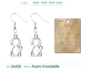 Pendentif Vierge du Pin Cotigo en acier inoxydable plaqué or couleur argent, style religieux, avec placage cuivre 18 carats - Product Image 4