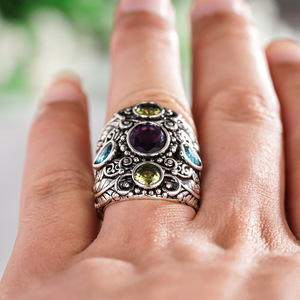 Anello Vintage con Texture a Foglia per Donne, Stile Etnico, Accessorio da Dito Audace e alla Moda per Feste, Regalo - Product Image 3
