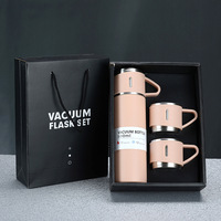 Cadeau de Noël, ensemble de bouteille d'eau de voyage en acier inoxydable 304 de 500 ml avec trois tasses