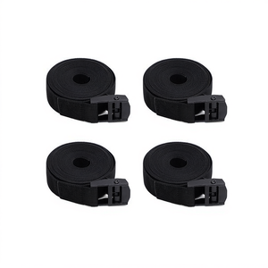 Lot de 4 sangles d'arrimage avec boucle, 10 pieds, noires, pour porte-bagages et accessoires de contrôle de cargaison - Product Image 1
