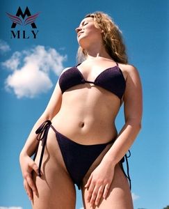 Mly tái chế tùy chỉnh hai mảnh bikini phụ nữ tái chế vải chuỗi Bandeau đồ bơi sexy - Product Image 4