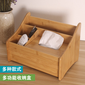 Bamboo Storage <b>Box</b> Rectangular Multi Compartment Desktop Organizer For Bathroom Cosmetics <b>Makeup</b> Storage - Product Image 4