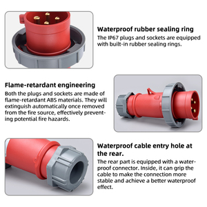 Mới 4pin 32A đồng thau công nghiệp cắm và ổ cắm IP44 không thấm nước 380-415V 3P + E công nghiệp Ổ Cắm Công Nghiệp cắm - Product Image 3
