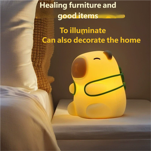 Lampe de chevet en silicone Capybara, 3 niveaux de luminosité réglables, LED 7 couleurs, minuterie 30 minutes, cadeau idéal pour chambre d'enfant - Product Image 4