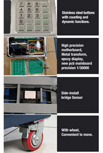双显示屏600公斤铠装设计重量秤平台秤带万向轮 - Product Image 5