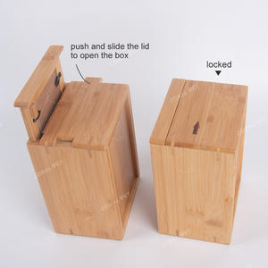 Boîte à urne en bambou avec couvercle coulissant à interrupteur caché, pour cendres d'animaux de compagnie, boîte à souvenirs en bambou, urne pour animaux de compagnie, chat, chien, crémation - Product Image 4