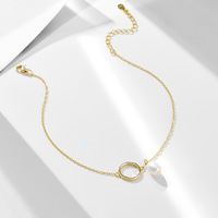 Chaîne de cheville en perles d'eau douce avec fermoir homard doré, réglable, pour femme, style bohème, cadeau d'été, délicat, minimaliste, vente en gros, naturel