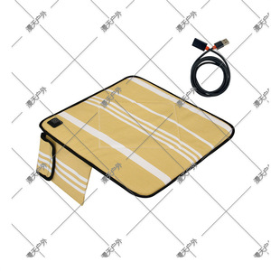 Heated Seat <b>Cushion</b> 26 X 26 In Striped Canvas Adjustable Temperature Camping Pad - Product Image 1