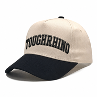 Casquette de baseball structurée à profil haut, à visière incurvée, à 5 panneaux, style A-Frame, avec broderie plate personnalisée, bicolore, type trucker, pour marque