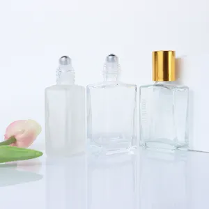 10ml 15ml 30ml 50ml 100ml 1oz Square Skincare Essential Oil Glass Roller Bottle With Roll On Ball