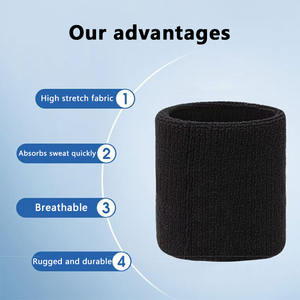 थोक कस्टम कढ़ाई लोचदार कपास टेरी कपड़े बास्केटबॉल फुटबॉल टेनिस खेल कलाई बैंड स्वेटर - Product Image 4