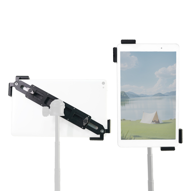 Universal Aluminum Tripod Mount Adapter for iPad 360 Rotatable Tablet Clamp Mount with 1/4 Screw for 8.6-13.7inch Most Tablet