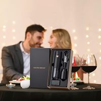 Ouvre-bouteille de vin électrique automatique de luxe personnalisé en acier inoxydable, rechargeable, avec coupe-capsule, aérateur, verseur et bouchon sous vide