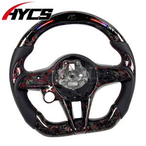 Accessoires intérieurs de voiture, rouge sport, fibre de carbone forgée, volant chauffant à LED avec indicateur de régime pour <span class=keywords><strong>Alfa</strong></span> <span class=keywords><strong>Romeo</strong></span> Giulia <span class=keywords><strong>Stelvio</strong></span> <span class=keywords><strong>Tonale</strong></span> - Product Image 4
