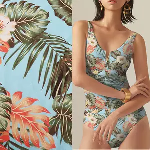 Custom fashion digital printed floral swimwear stretch nylon spandex swimsuit fabric