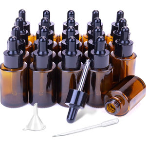 <b>Amber</b> clear Frosted 1 oz 1oz 30 ml 30ml Flat Shoulder Cylinder Glass Dropper <b>Bottle</b> for Serum Essential Oil 15 ml Frosted Glass - Product Image 1