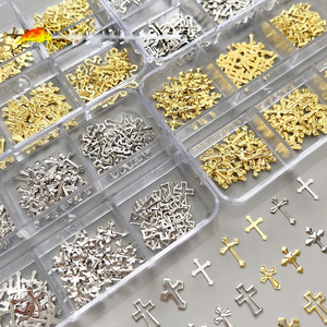 Paso Sico 3D Rivet Nail Art Jewelry Set Gold Silver Alloy French Thin Sheet Cross DIY Nail Art Charms for Manicure Supplies - Product Image 1