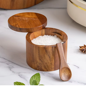 Boîte à épices moderne <span class=keywords><strong>en</strong></span> bois d'acacia avec couvercle, salière et poivrière <span class=keywords><strong>en</strong></span> bois massif, distributeur de <span class=keywords><strong>sel</strong></span> et poivre 200 ml, option personnalisée, conteneur de rangement pour épices - Product Image 6