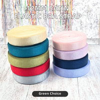 Bande élastique en satin de 12 mm pour sous-vêtements féminins, sangle élastique en tissu éco-responsable Spandex/Nylon pour usage textile domestique
