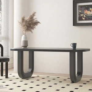 Table à manger moderne en bois noir Meubles de salle à manger en chêne Ensemble de tables à manger en bois massif pour 8 personnes - Product Image 5