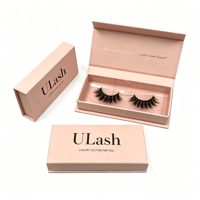 Emballage personnalisé 3D avec logo en or rose estampé à chaud, cils entiers roses, boîte d'emballage au design personnalisé