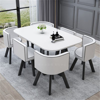 Mesa de Comedor Rectangular Moderna, Pequeña y Sencilla, para 6 Personas, Ideal para Conferencias, Negociaciones, Oficina, Recepción y Hogar, con Sillas