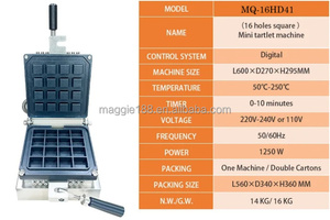 220V 1250w Mini Waffle Cup Baker Custom Mold Commercial Use Square Shaped <strong>Tartlet</strong> <strong>Shell</strong> <strong>Maker</strong> for Small Business - Product Image 4