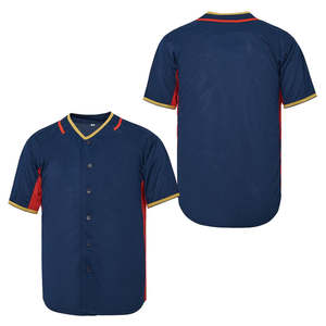 Jersey Baseball Kasual Putih dengan Lengan Biru untuk Latihan, Bordir Custom, Sablon, Grosir, Kemeja Softball Kancing - Product Image 4