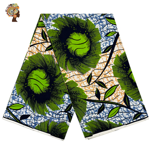 Tissu Pagne Africain Super V Véritable 100% Coton Wax 6 Yards Motif Dobby - Product Image 1