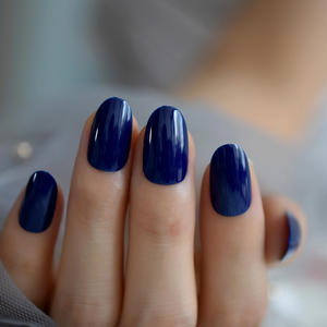 Gel uñas postizas diamante azul brillante cubierta de esmalte diseñado uñas puntas artificiales prensa falsa <span class=keywords><strong>en</strong></span> uñas con pestañas adhesivas 24 piezas - Product Image 4